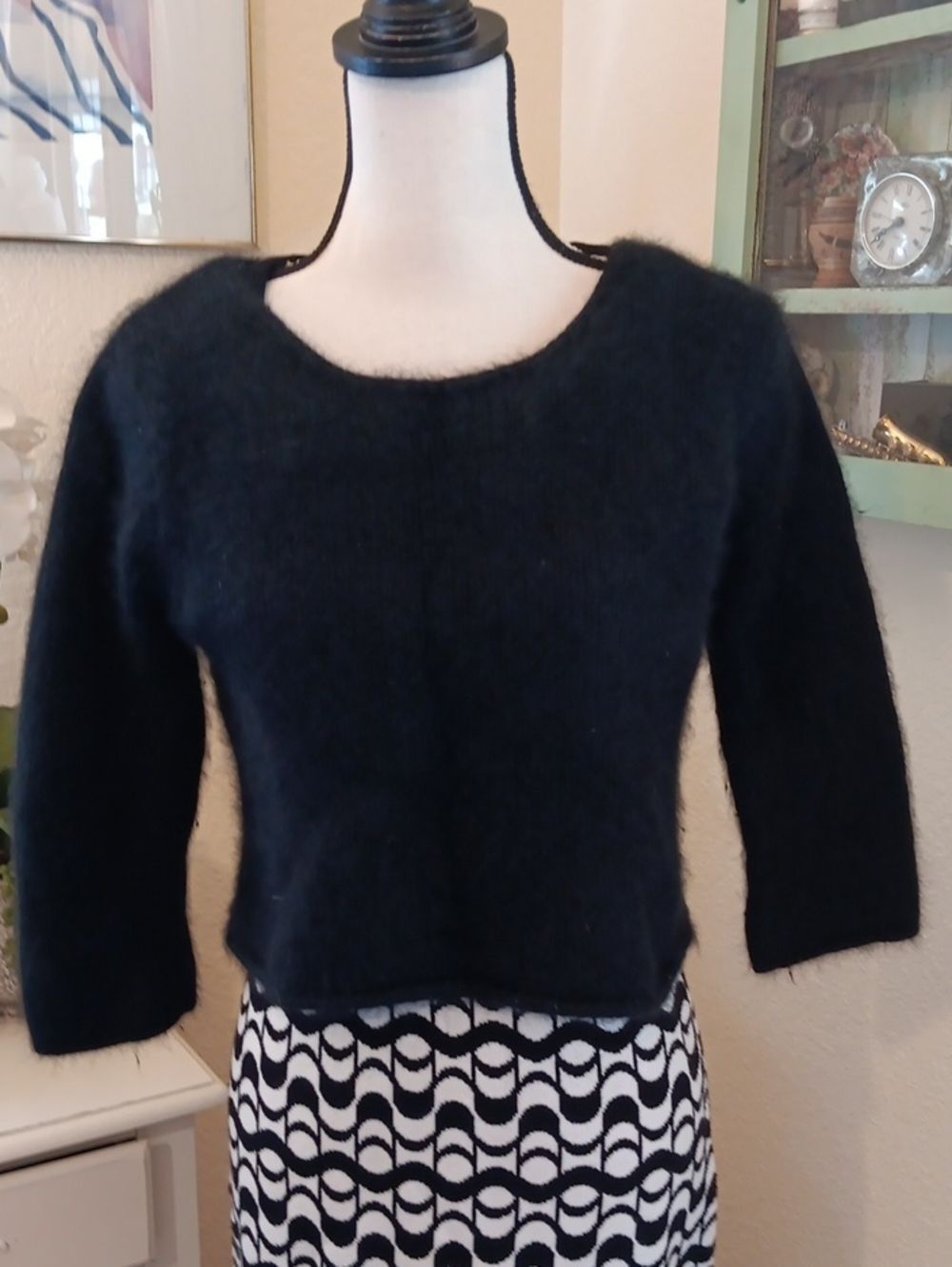 Garnet Hill Cropped Angora Blend Sweater. Angora. Cropped.
